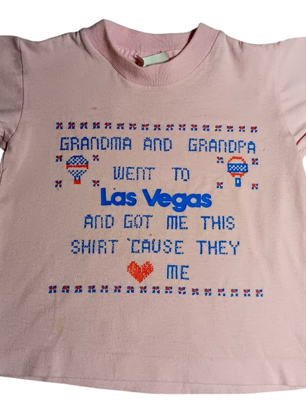 Vintage Girls T-shirt XS Single Stitch Las Vegas Souvenir 1980's Pink Tee